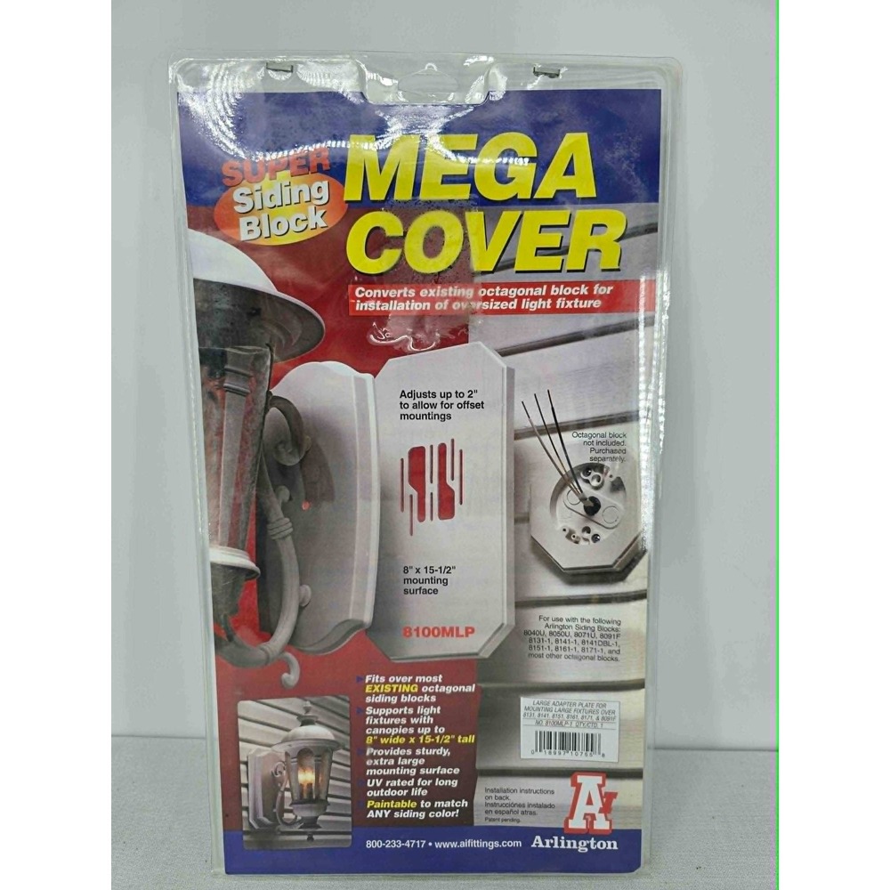 Arlington 8100MLP Super Siding Block Mega Cover 8x15.5 White Mounting Plate